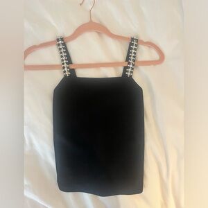 ALICE AND OLIVIA BEADED BLACK TANK
